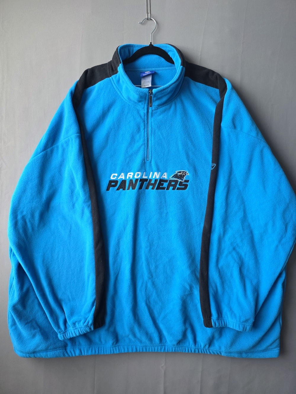 Carolina Panthers Reebok NFL Fleece Pullover 6XL Blue Black 1/4 Zip Big/Tall
